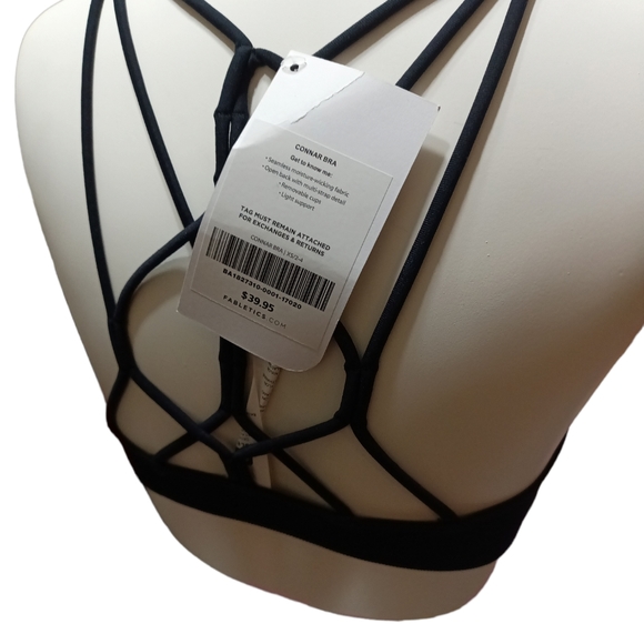 Fabletics Connar Seamless Sports Bra Women's XS Black Strappy Workout Yoga Gym - Picture 6 of 6